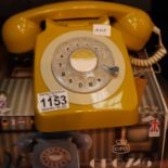 Mustard, GPO746 Retro rotary telephone replica of the 1970s classic, compatible with modern