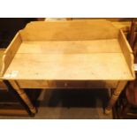 Vintage stripped pine kitchen table with single drawer and turned legs, 90 x 72 x 46 cm. Not