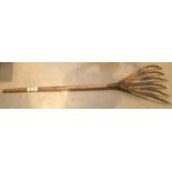 Large wooden garden rake. Not available for in-house P&P, contact Paul O'Hea at Mailboxes on 01925