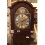 Mahogany cased Tempus Fugit Grandmother reproduction clock, lacking key/weights, not working at