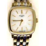 Rotary; ladies gold plated dress wristwatch with mother of pearl dial, boxed, working at lotting.