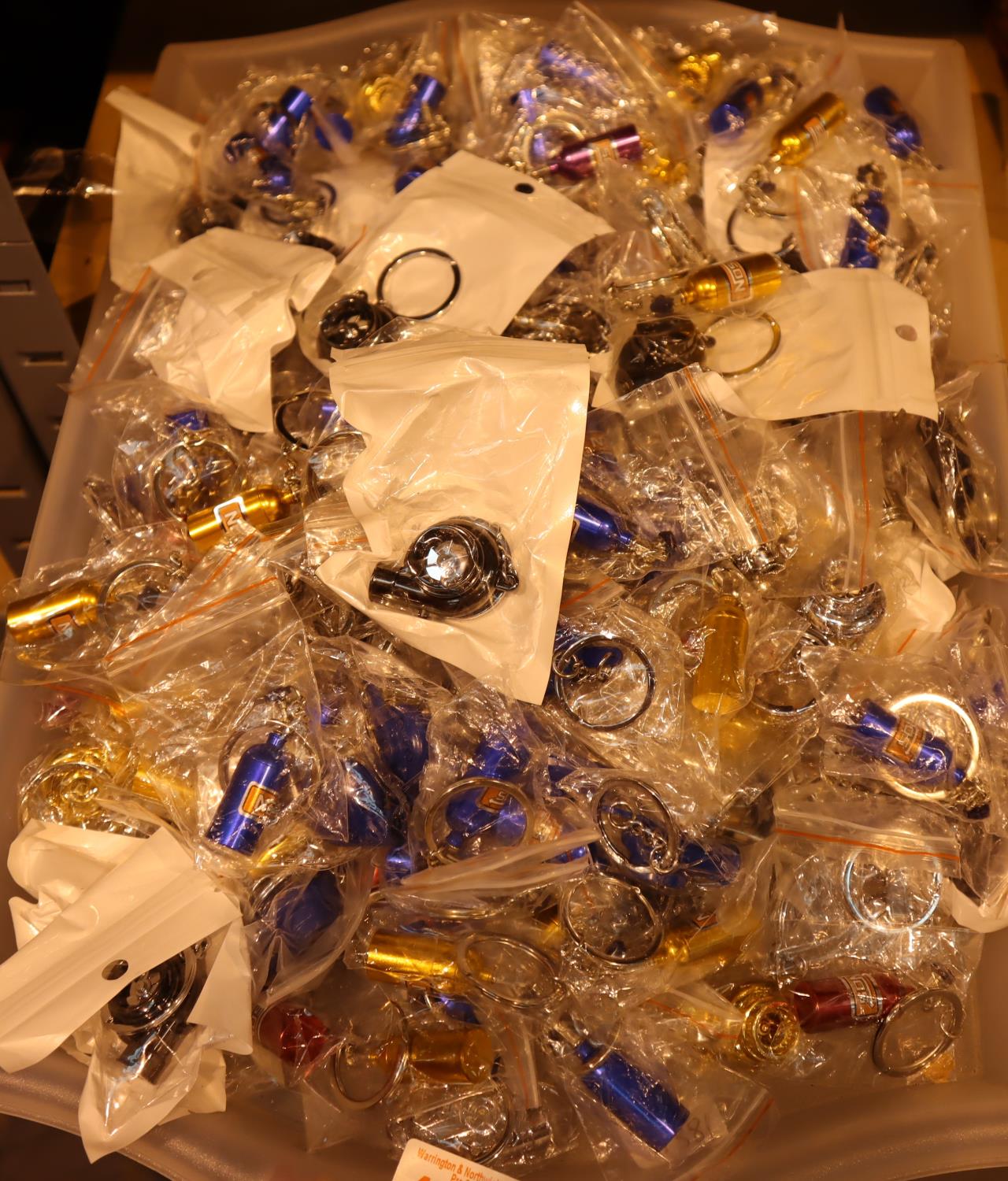 A tray lot of novelty key rings. Not available for in-house P&P, contact Paul O'Hea at Mailboxes