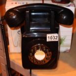 Black, wallmounted, GPO746 Retro push button telephone replica of the 1970s classic, compatible with