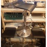 Four modern chrome framed leather effect seated breakfast bar stools. Not available for in-house P&