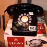 Black, GPO746 Retro push button telephone replica of the 1970s classic, compatible with modern