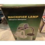 Boxed magnifying lamp. Not available for in-house P&P, contact Paul O'Hea at Mailboxes on 01925