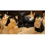 Collection of ceramic cat figurines. Not available for in-house P&P, contact Paul O'Hea at Mailboxes