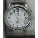 Tavistock and Jones gents boxed radio controlled wristwatch on a steel bracelet. P&P Group 1 (£14+