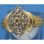 18ct gold diamond set cluster dress ring, 0.5cts total, size Q/R, 6.6g. P&P Group 1 (£14+VAT for the