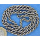 925 silver rope neck chain, L: 50 cm. P&P Group 1 (£14+VAT for the first lot and £1+VAT for
