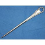 Silver plated meat skewer, L: 20 cm. P&P Group 1 (£14+VAT for the first lot and £1+VAT for