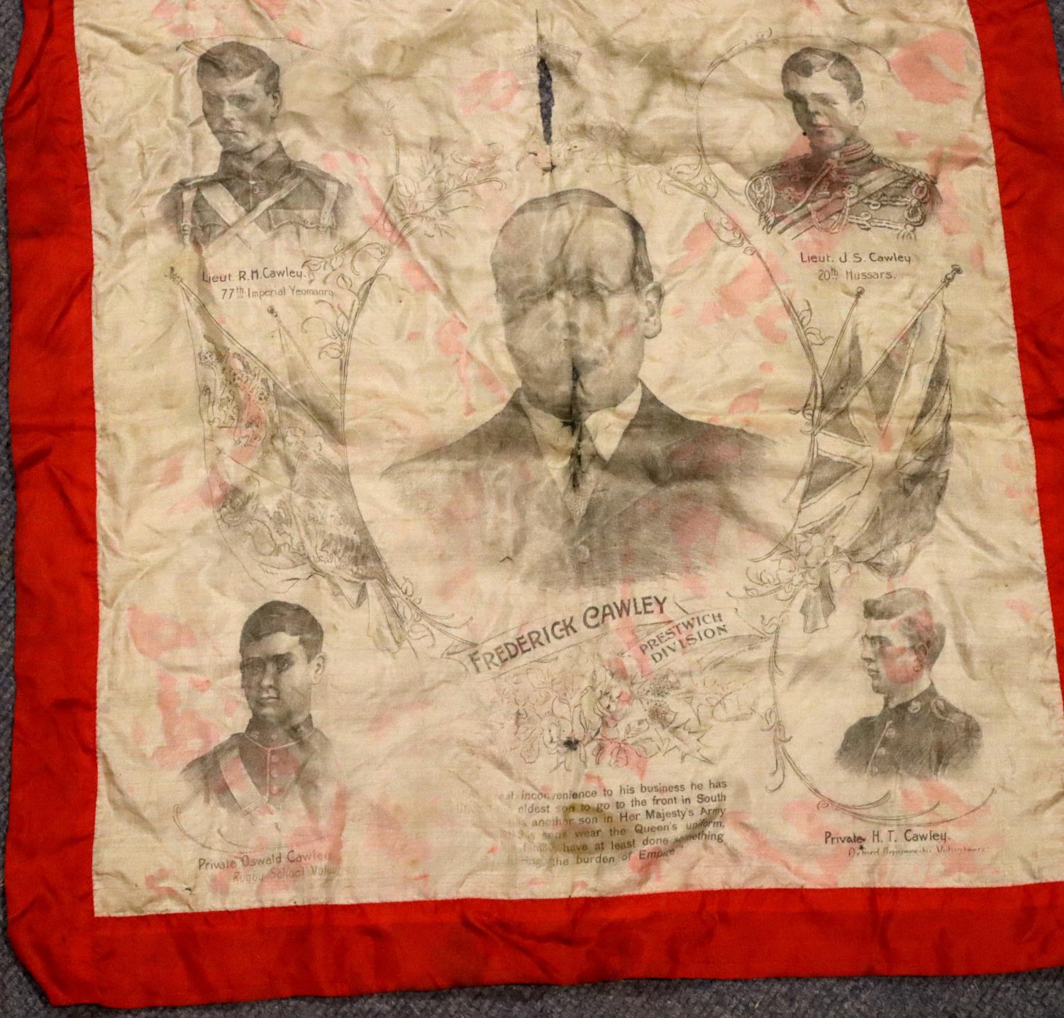 Commemorative silk handkerchief, printed by J. Beresford of Manchester for Frederik Cawley, first