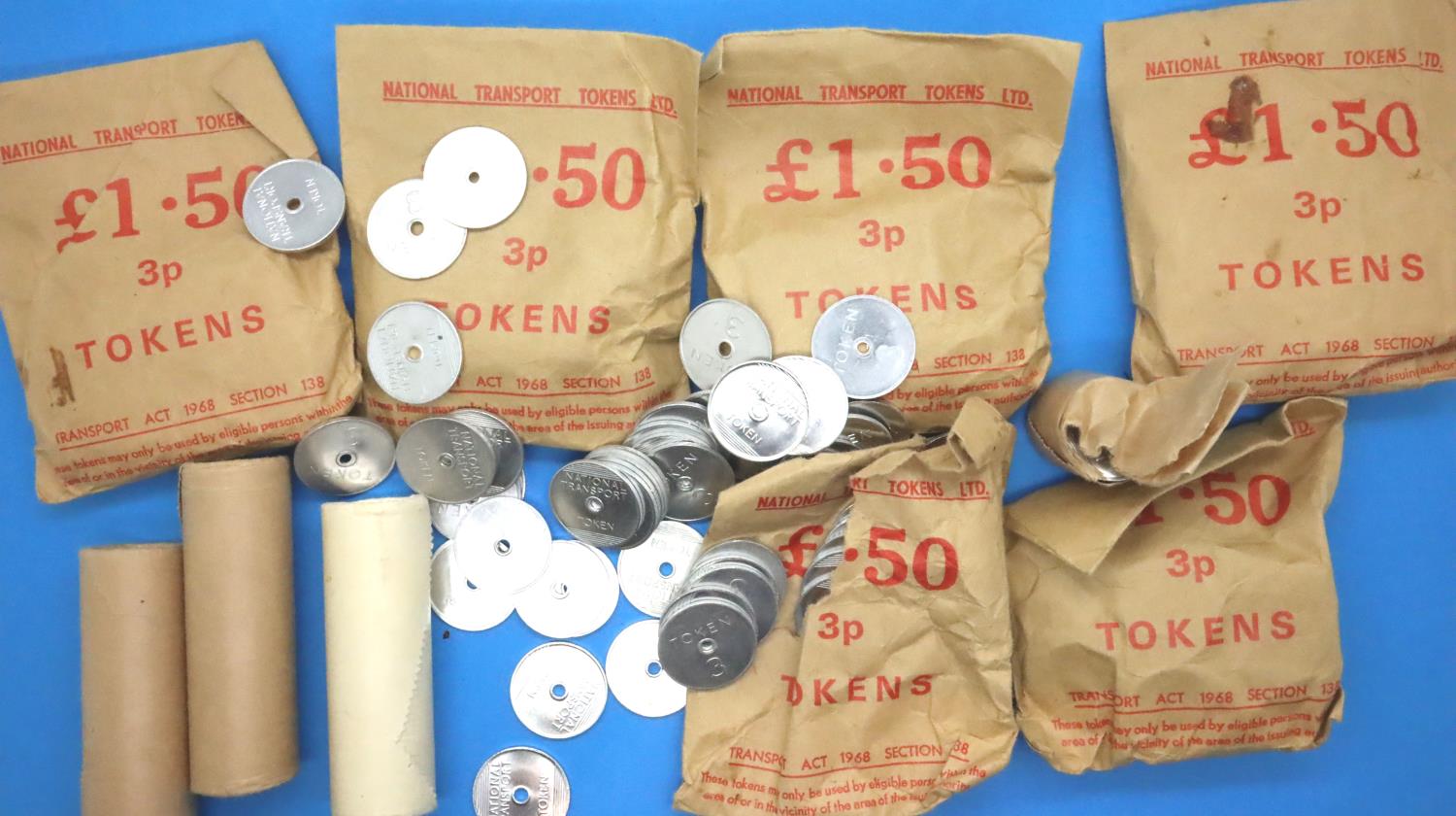 National Transport tokens, some in sealed bags. P&P Group 2 (£18+VAT for the first lot and £3+VAT - Image 2 of 2