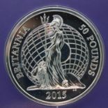 2015 Britannia Design uncirculated 999 fine silver £50. P&P Group 1 (£14+VAT for the first lot