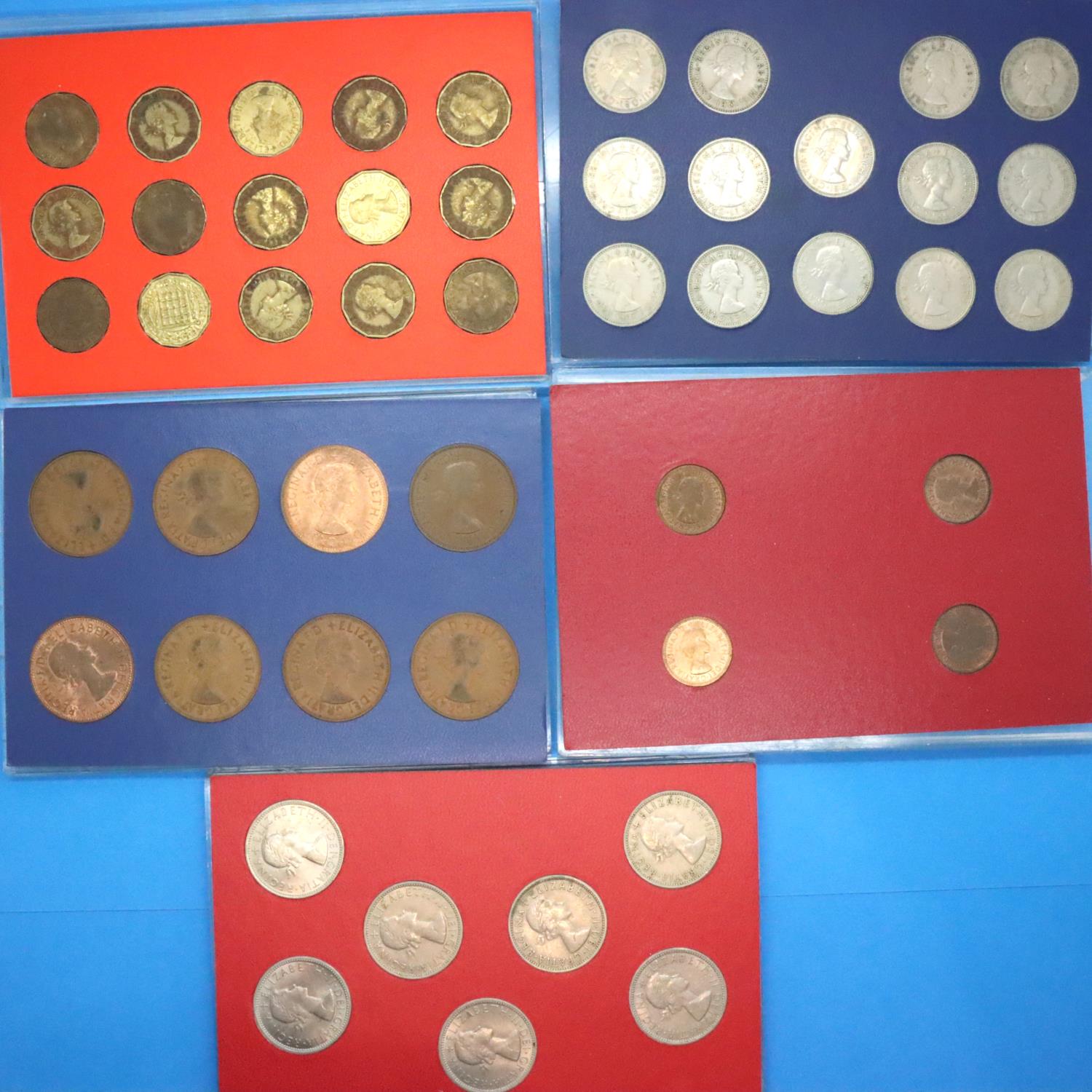 1953 - 1967 pre-decimal coinage of Elizabeth II, mixed denominations in presentation cases, - Image 2 of 2