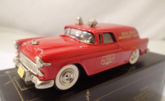 Brooklin Models 1/43 scale diecast 1955 Chevrolet Fire Marshals Truck Rock County, in very near mint