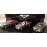 Minichamps 1/43 scale set of three Bentley cars, Azure, Arnage T, Brooklands limited designer