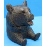 German Black Forest Bear inkwell, with glass liner, H: 7 cm. P&P Group 1 (£14+VAT for the first