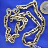 Heavy gold plated neck chain stamped 925, tests as 925 sterling, L: 52 cm, 107g. Clasp fully