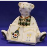 Royal Crown Derby Congratulations Bear, boxed, H: 7 cm. No cracks, chips or visible restoration. P&P