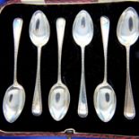 Cased set of six hallmarked silver teaspoons, Birmingham assay. P&P Group 1 (£14+VAT for the first