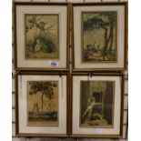 Four antique nursery prints, in modern frames, 22 x 15 cm. Not available for in-house P&P, contact