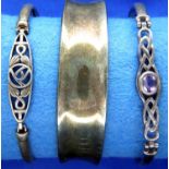 Three mixed sterling silver bangles, stamped 925. P&P Group 1 (£14+VAT for the first lot and £1+