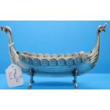 Swedish silver Viking ship model, L: 25 cm, 350g. P&P Group 2 (£18+VAT for the first lot and £3+