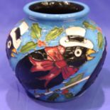 Moorcroft vase in the Four Calling Birds pattern, H: 8 cm. P&P Group 1 (£14+VAT for the first lot