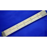 Antique ivory and white metal carpenters 24 inch folding rule with brass fittings. P&P Group 1 (£