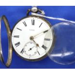 Antique hallmarked silver open face key wind pocket watch movement and dial marked W. Mason