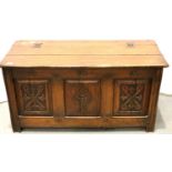 18th century blanket box with later additions, 110 x 50 x 57 cm H. Not available for in-house P&P,