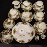 Royal Albert twenty seven piece tea set in the Old Country Roses pattern. P&P Group 3 (£25+VAT for