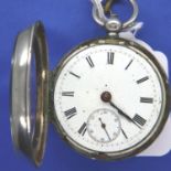 Chester hallmarked silver key wind open face pocket watch, Roman numerals and seconds dial,
