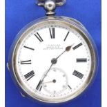Antique 935 silver cased J.G. Graves, Sheffield open face pocket watch with Roman numeral chapter