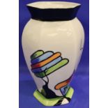 Lorna Bailey vase in the Fantasia Cottage pattern, H: 20 cm. No cracks, chips or visible
