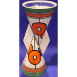 Wedgwood Clarice Cliff YoYo vase, H: 23 cm. No cracks, chips or visible restoration. P&P Group 2 (£