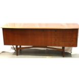 Dalescroft 1970s Long John sideboard with drop down cupboard and four drawers, 195 x 53 x 78 cm H.