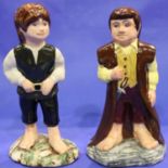 Two Royal Doulton Middle Earth Tolkien figurines, Bilbo and Frodo. No cracks, chips or visible