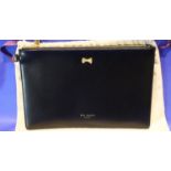 Black leather Ted Baker bag with zipper top and dust cover, L: 27 cm. P&P Group 2 (£18+VAT for the