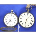 Gents silver cased open face key wind pocket watch and a silver ladies fob watch. P&P Group 1 (£14+