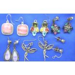 Six pairs of mixed earrings, mainly 925 silver. P&P Group 1 (£14+VAT for the first lot and £1+VAT