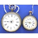 Two continental 935 silver cased fob watches for repair (2). P&P Group 1 (£14+VAT for the first