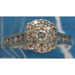 18ct white gold multi stone round brilliant cut 1/3ct diamond ring, size L, 3.8g. P&P Group 1 (£14+