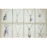 Tray of mixed 925 silver necklaces and pendants including stone set examples. P&P Group 1 (£14+VAT