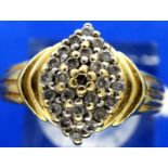 18ct gold diamond set cluster dress ring, 0.5cts total, size Q/R, 6.6g. P&P Group 1 (£14+VAT for the