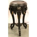 Indian elephant pedestal plant stand, carved elephant, some general surface wear and small chip to