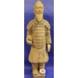 Chinese terracotta warrior, H: 45 cm. P&P Group 3 (£25+VAT for the first lot and £5+VAT for