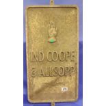 Cast metal pub wall sign inscribed Ind Coope & Allsopp, 37 x 55 cm. P&P Group 3 (£25+VAT for the