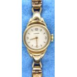 Longines; 9ct gold cased wristwatch on an expanding bracelet. P&P Group 1 (£14+VAT for the first lot